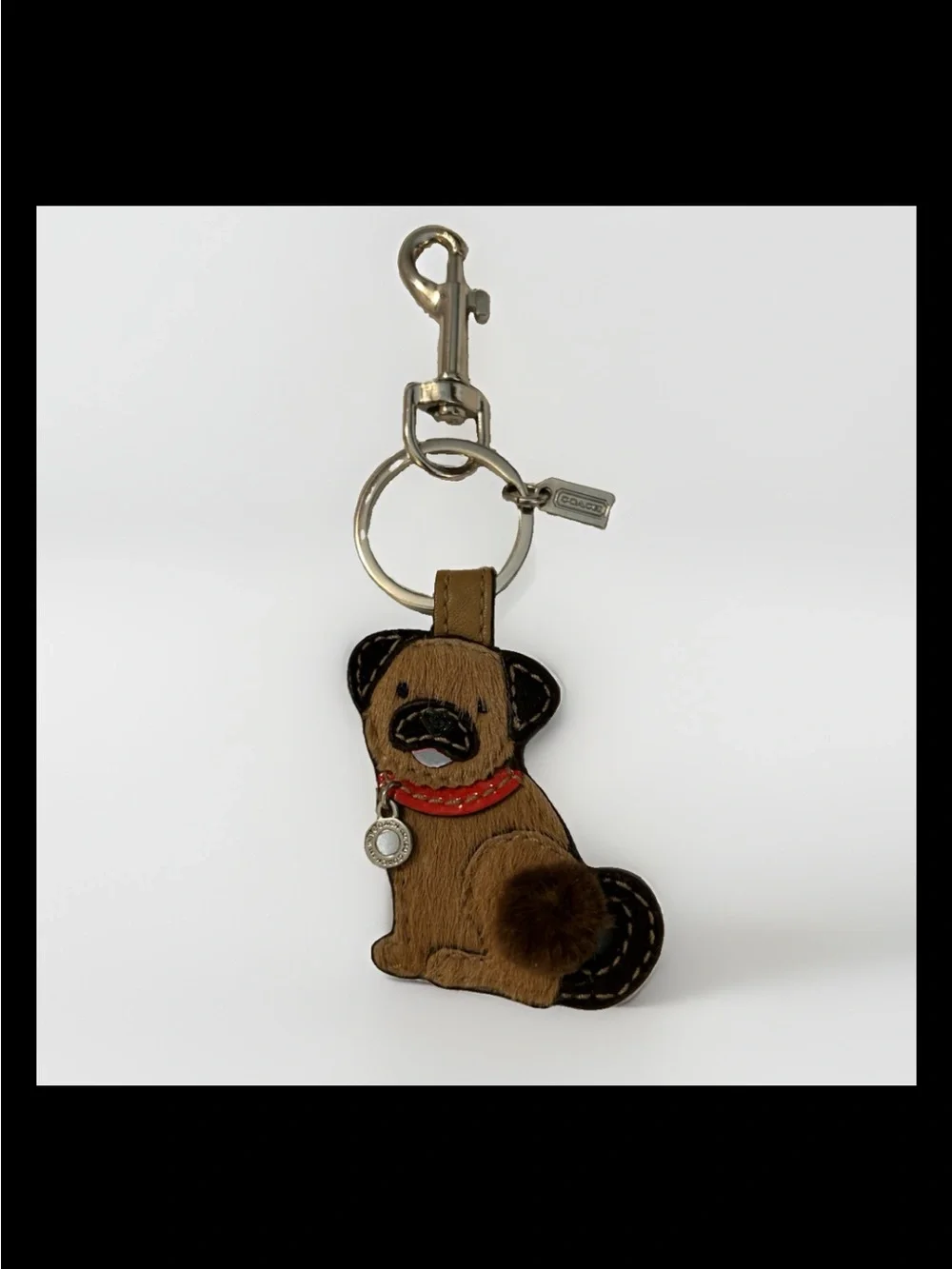 Coach Leather & Genuine Mink Pug Puppy Dog Bag Charm, 2007-Style: (#92692)